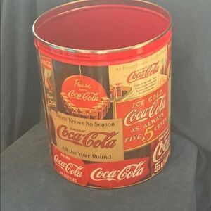 HUGE Coca-Cola Red and Cream Collectible Tin 11” tall 10” across